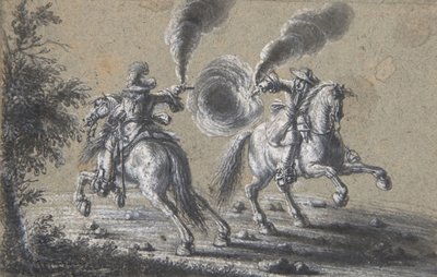 Deux cavaliers se tirant dessus - Heinrich Werdmuller