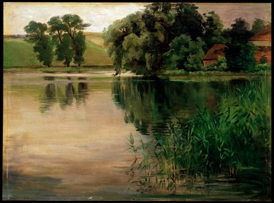 À un étang, c1870-1900. Peinture allemande - Heinrich Wilhelm Trübner
