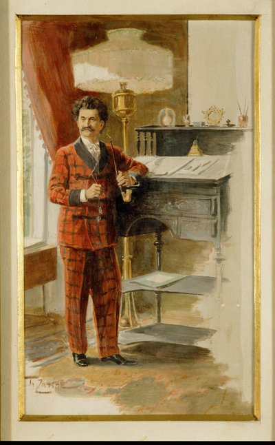 Johann Strauss fils à son bureau... (aquarelle) - Heinrich Zasche