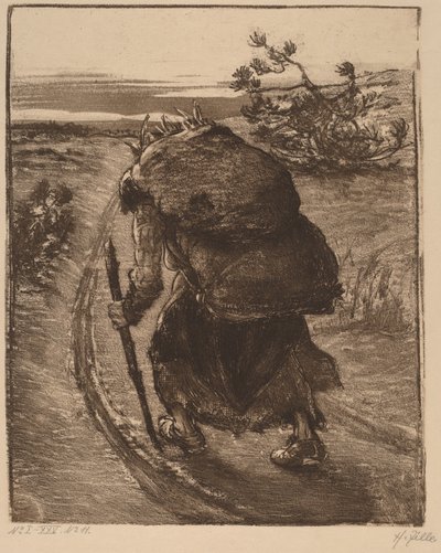 Femme portant un fagot de bois - Heinrich Zille