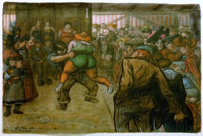 Lutte dans le théâtre de foire - Heinrich Zille
