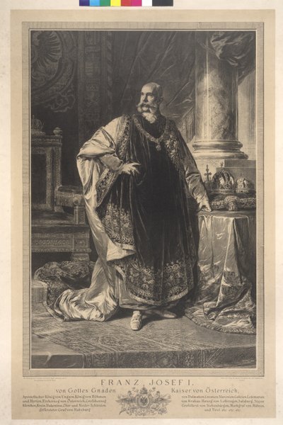 Figure entière debout François-Joseph I en robe de toison - Heinrich von Angeli