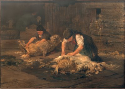La tonte des moutons - Heinrich von Zügel