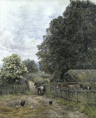 Une cour de ferme - Helen Allingham