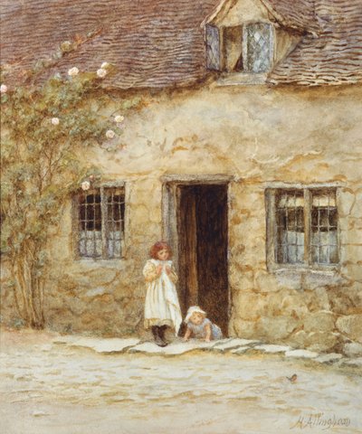 À la porte du cottage - Helen Allingham