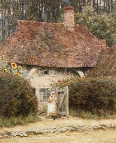 À la porte du cottage - Helen Allingham