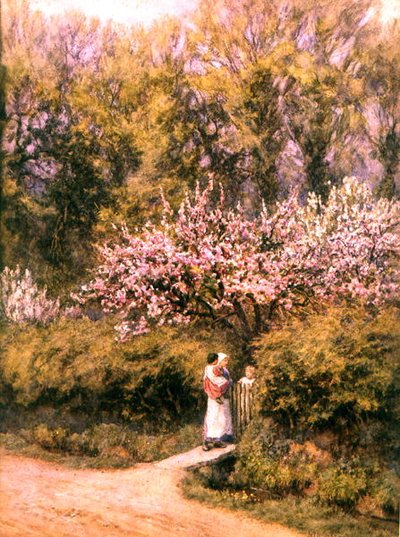 Près de la porte du cottage - Temps des fleurs - Helen Allingham