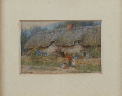 Cottage au toit de chaume gris - Helen Allingham