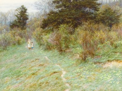 Primevères sur une lande du Surrey - Helen Allingham