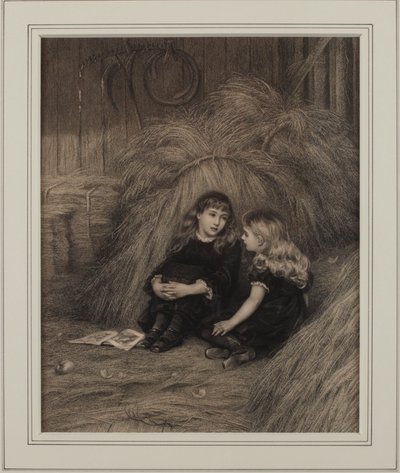 Deux filles dans une grange - Helen Allingham