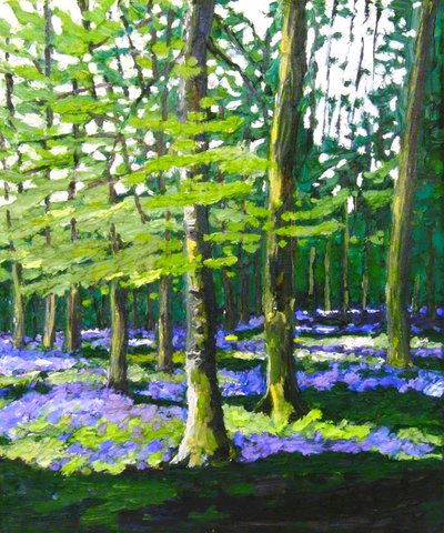 Bois de fleurs bleues, 2009 (huile sur toile) - Helen White