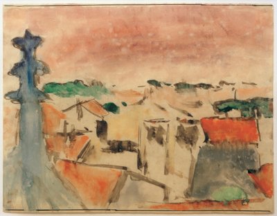 Village sous un ciel violet - Helmuth Macke