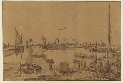 Paysage du soir avec des pêcheurs - Hendrick Avercamp (possibly)