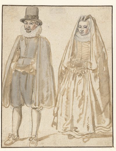 Homme et femme debout, vus de face - Hendrick Avercamp