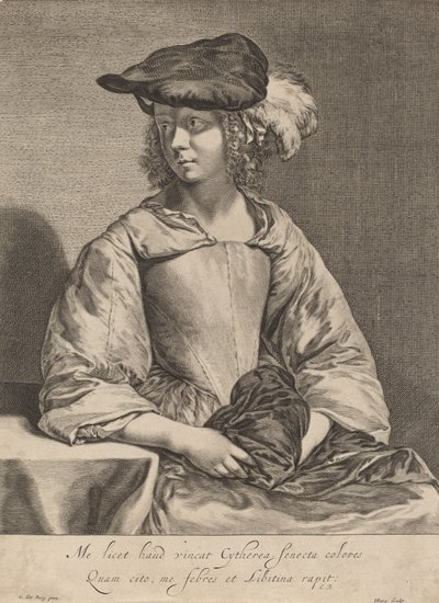 Fille avec un chapeau à plumes - Hendrick Bary