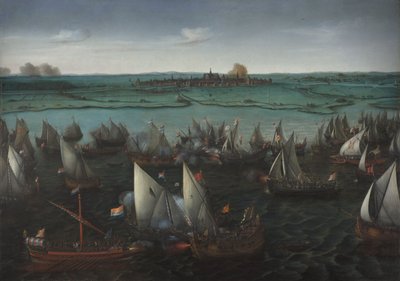 Bataille entre navires néerlandais et espagnols sur le Haarlemmermeer - Hendrick Cornelisz. Vroom