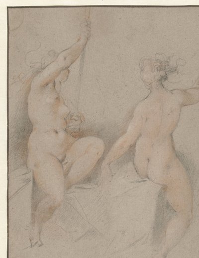 Deux nus féminins assis - Hendrick Goltzius (follower of)