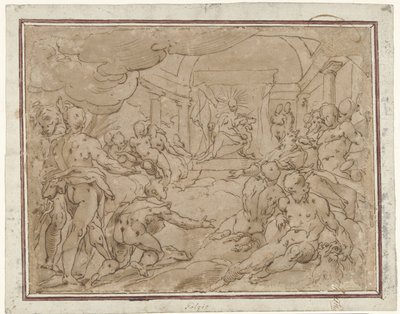 Phaéton demande à Apollon le char du soleil - Hendrick Goltzius (school of)