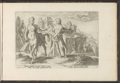 Apollon confie Asclépios à Chiron - Hendrick Goltzius (workshop of)