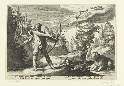 Arcas vise Callisto avec sa flèche - Hendrick Goltzius (workshop of)