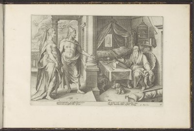 Junon et Jupiter consultent Tirésias - Hendrick Goltzius (workshop of)
