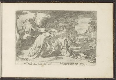Junon transforme Callisto en ours - Hendrick Goltzius (workshop of)