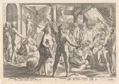 Phaéthon demande à Apollon de conduire son char - Hendrick Goltzius (workshop of)