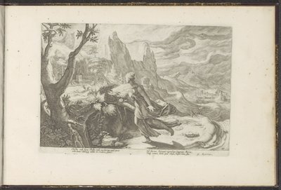 Thisbé fuit devant un lion - Hendrick Goltzius (workshop of)