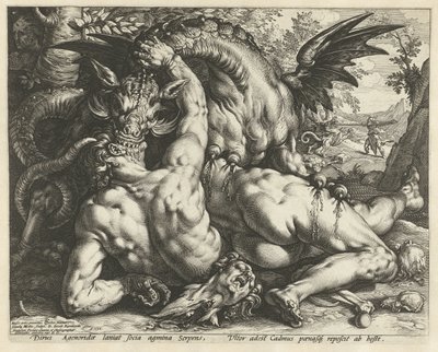 Un dragon dévorant les compagnons de Cadmus - Hendrick Goltzius