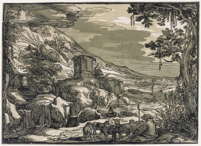 Paysage arcadien avec un berger - Hendrick Goltzius