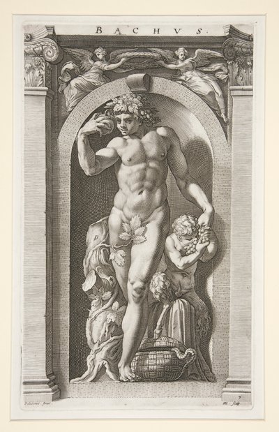 Bacchus, #7 dans une série de Huit Dieux Antiques - Hendrick Goltzius