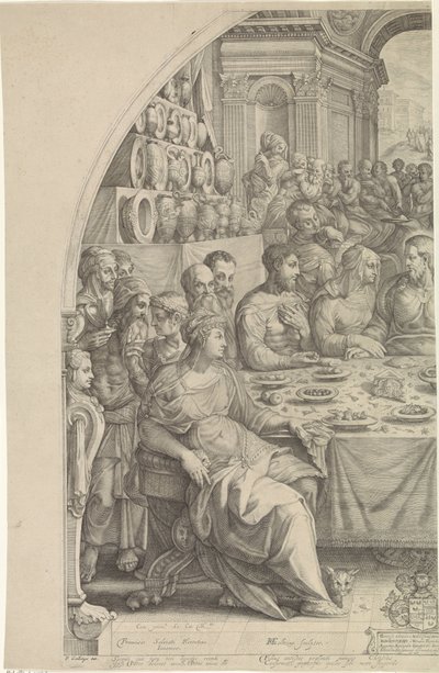 Noces de Cana, feuille gauche - Hendrick Goltzius