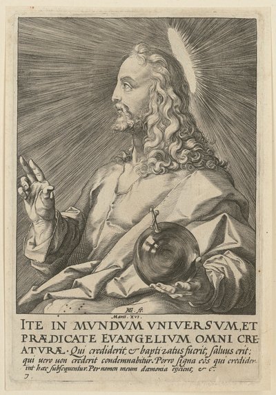 Le Christ en Salvator Mundi, planche 7 de la série « Le Christ, les douze apôtres et Paul » - Hendrick Goltzius