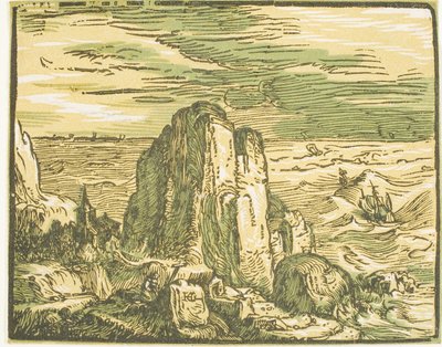 Falaise sur un Rivage, de Quatre Petits Paysages - Hendrick Goltzius