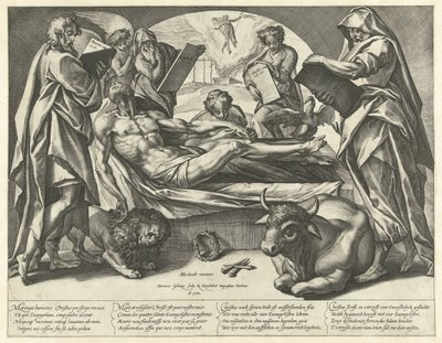 Le Christ mort et les quatre évangélistes - Hendrick Goltzius