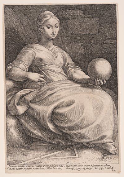 Erato, la muse de la poésie lyrique, extrait des Neuf Muses - Hendrick Goltzius