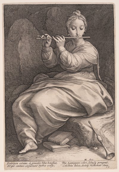 Euterpe, la muse de la musique, extrait des Neuf Muses - Hendrick Goltzius