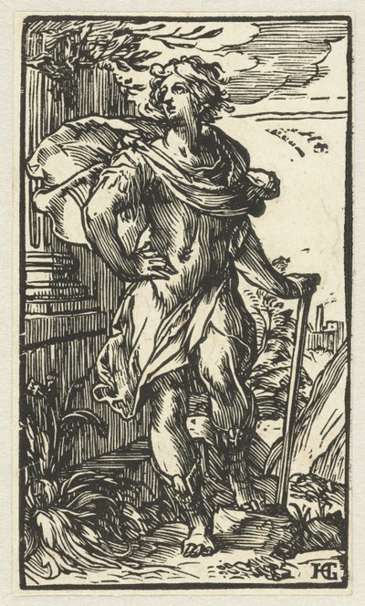 Jeune homme avec une canne - Hendrick Goltzius
