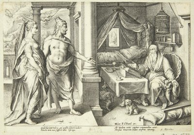 Jupiter et Junon consultent Tirésias - Hendrick Goltzius