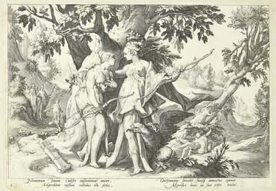 Jupiter déguisé en Diane séduit Callisto - Hendrick Goltzius
