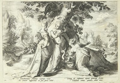 Les filles de Cécrops ouvrent le panier confié par Minerve - Hendrick Goltzius