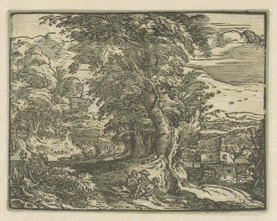 Paysage avec couple assis - Hendrick Goltzius