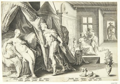 Mercure entre dans la chambre de Hersé après avoir transformé Aglaure en pierre - Hendrick Goltzius