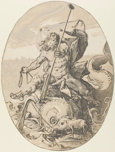 Oceanus, planche deux de Demogorgon et les divinités - Hendrick Goltzius