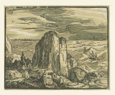 Roche sur une côte (quatre petits paysages) - Hendrick Goltzius