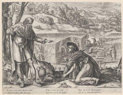 Ruth glanant dans le champ de Boaz (De geschiedenis van Ruth) - Hendrick Goltzius