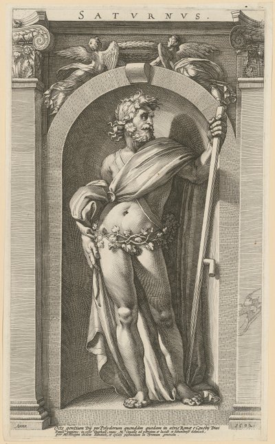 Saturne, feuille 1 de la série «Huit divinités antiques» - Hendrick Goltzius