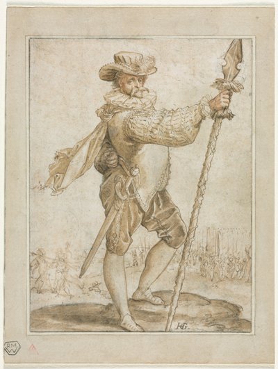 Officier Debout Tenant une Lance de Sanglier - Hendrick Goltzius