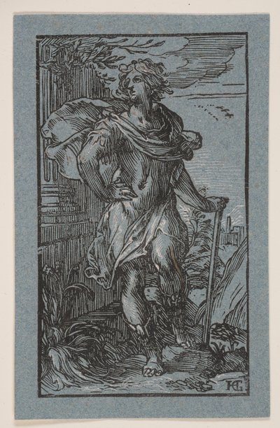 Jeune homme debout avec une canne - Hendrick Goltzius