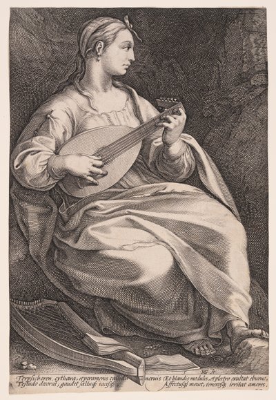 Terpsichore, la muse de la danse, extrait des Neuf Muses - Hendrick Goltzius